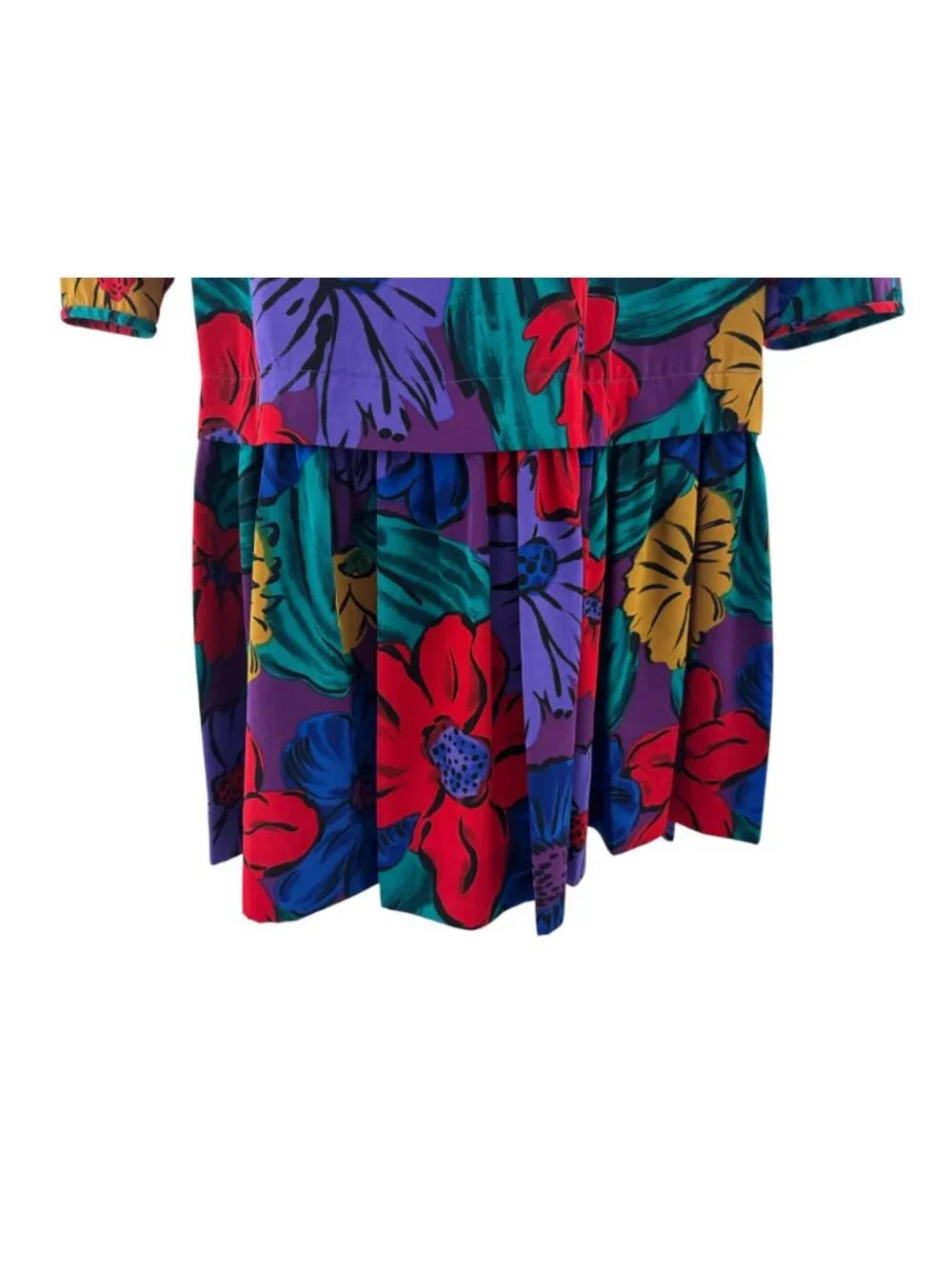 Liz Claiborne Vintage Multicolor Floral Long Sleeve Ruffle Hem Dress Size 10